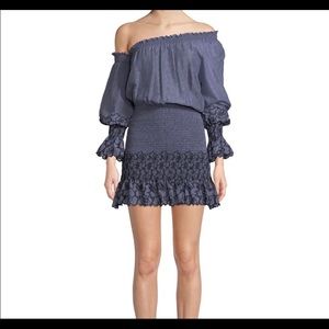 Alexis Off the Shoulder Blue and White Dress